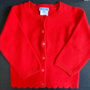 Jacadi scallop tangerine red cardigan